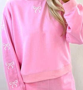 Bow Detail Long Sleeve and Shorts Set