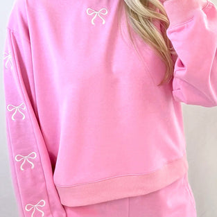 Bow Detail Long Sleeve and Shorts Set