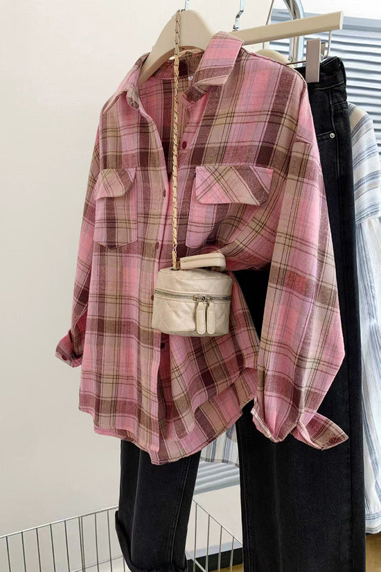 Plaid Oversized Button-Up Shirt