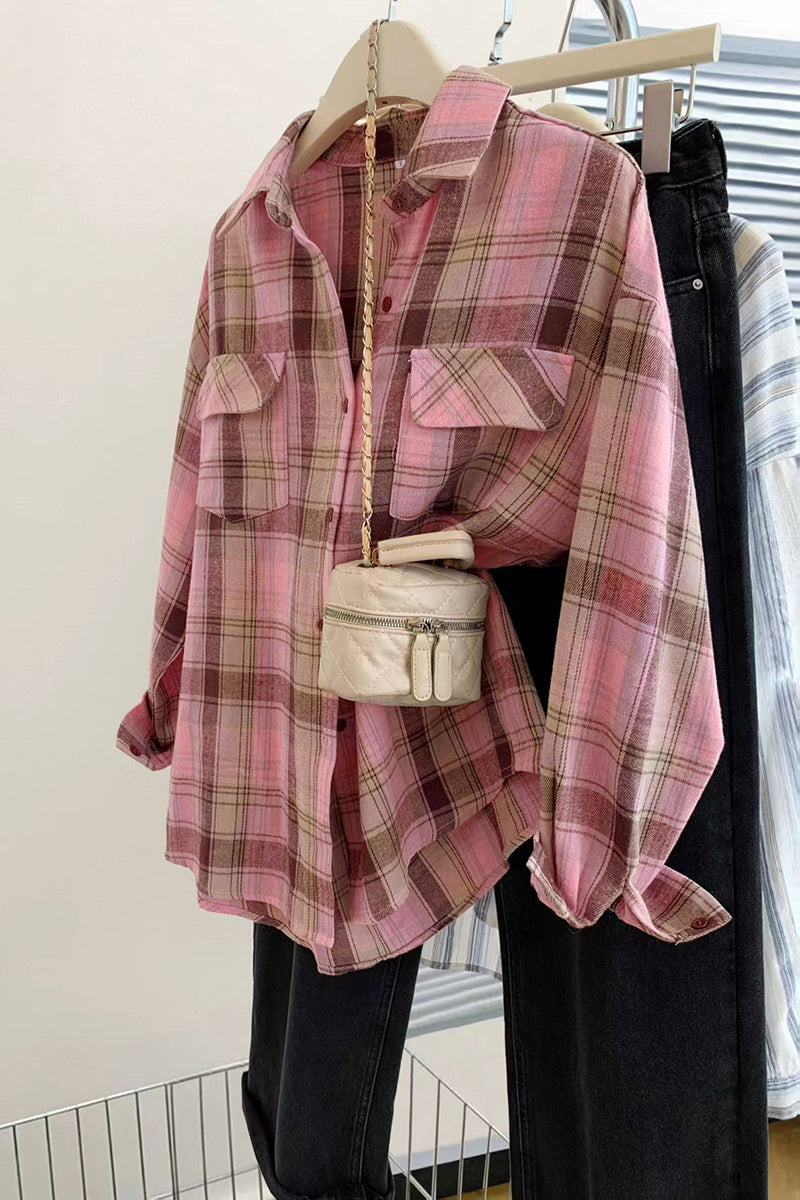 Plaid Oversized Button-Up Shirt