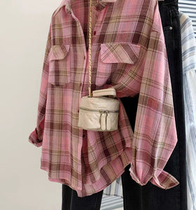Plaid Oversized Button-Up Shirt