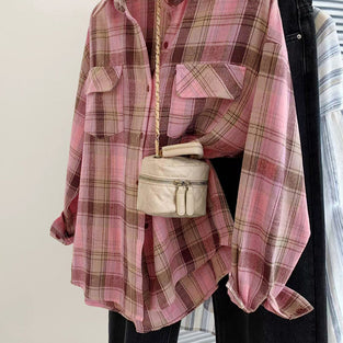 Plaid Oversized Button-Up Shirt