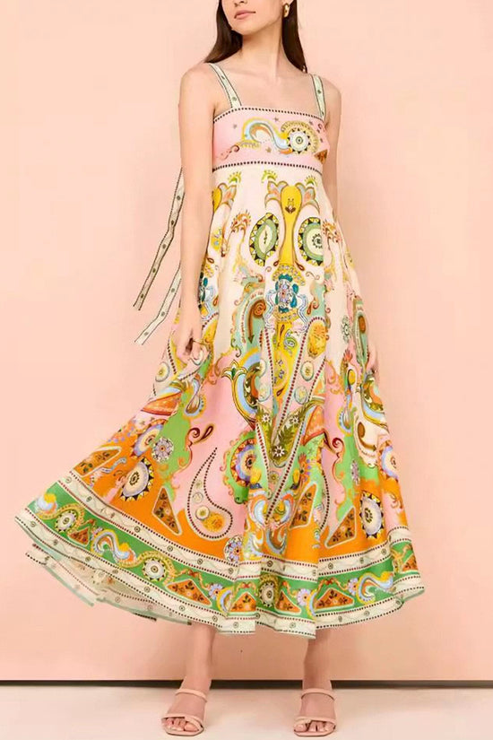 Graphic Print Sleeveless Maxi Dress
