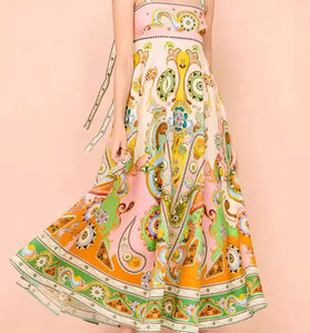 Graphic Print Sleeveless Maxi Dress