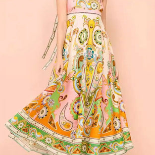 Graphic Print Sleeveless Maxi Dress