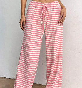 Checkered Drawstring Casual Pants