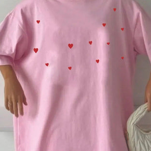 Heart Pattern Oversized T-Shirt