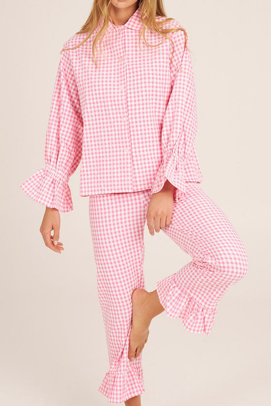 Ruffled Checkered Loungewear Set