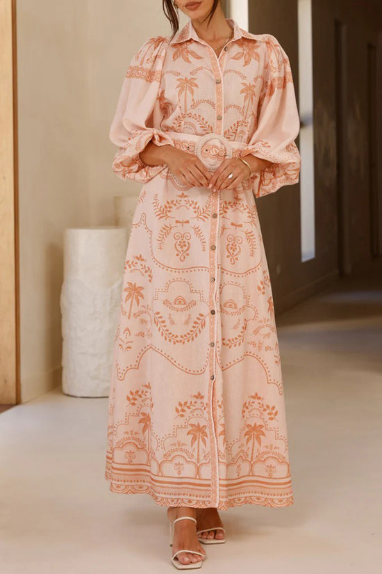 Floral Long Sleeve Button-Down Dress
