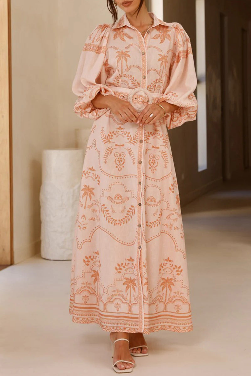 Floral Long Sleeve Button-Down Dress
