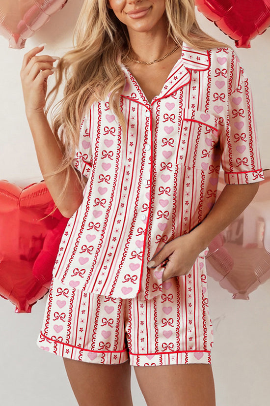Stylish Bow Pattern Loungewear Set