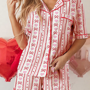 Stylish Bow Pattern Loungewear Set