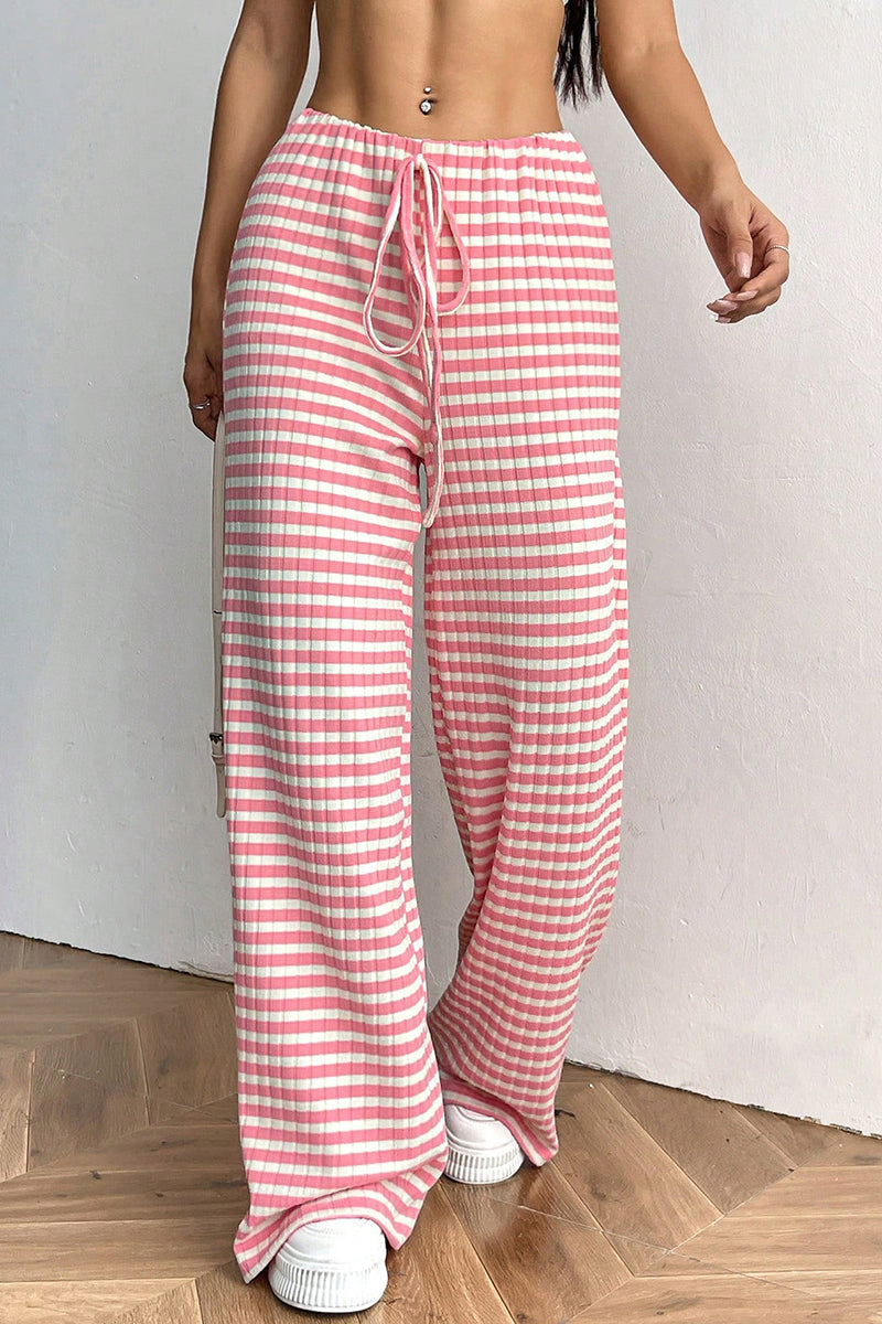 Checkered Wide-Leg Casual Pants