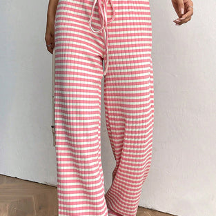 Checkered Wide-Leg Casual Pants