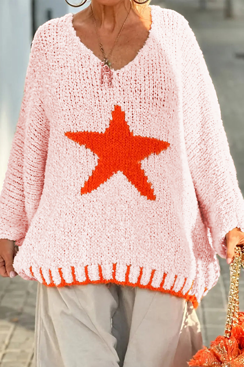 Star Applique Oversized Knit Sweater