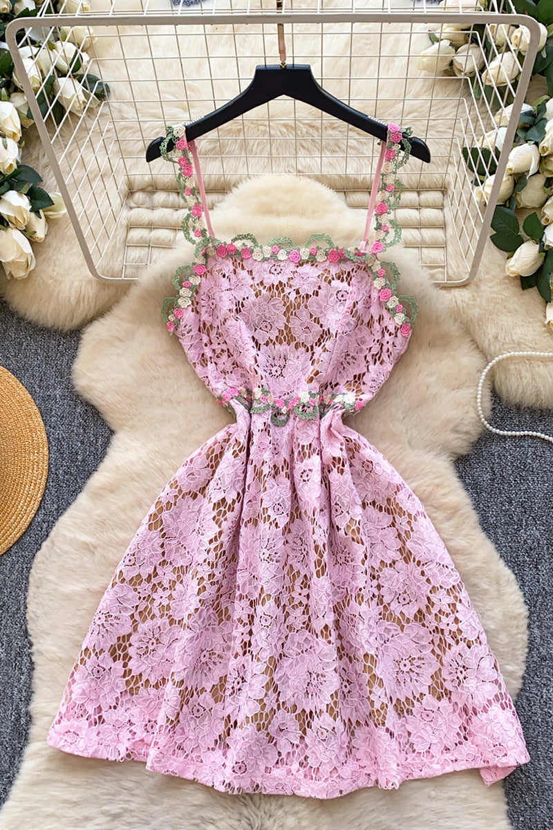 Floral Lace Sleeveless Mini Dress