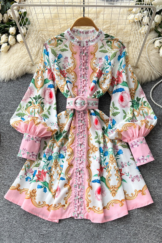 Floral Belted Casual Dress