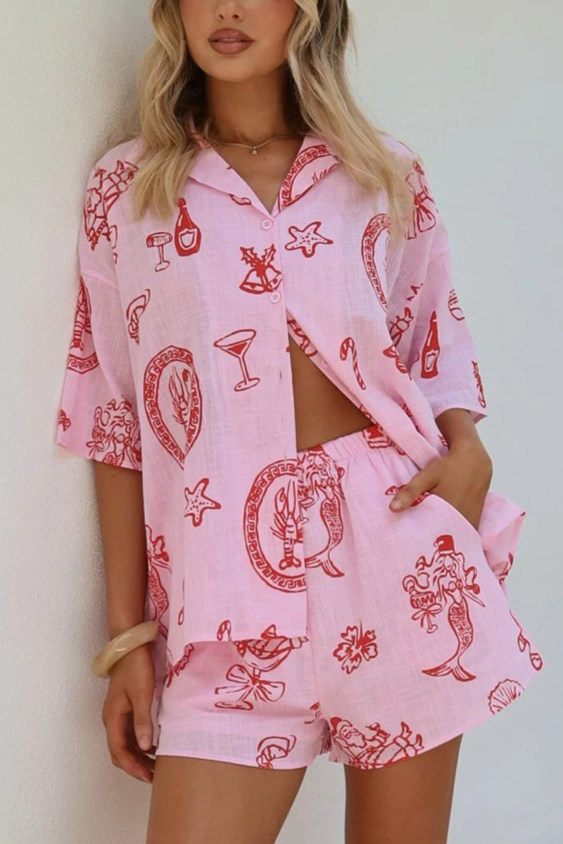 Tropical Print Short Sleeve Set