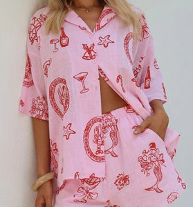 Tropical Print Short Sleeve Set