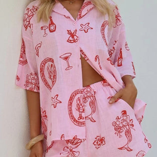Tropical Print Short Sleeve Set