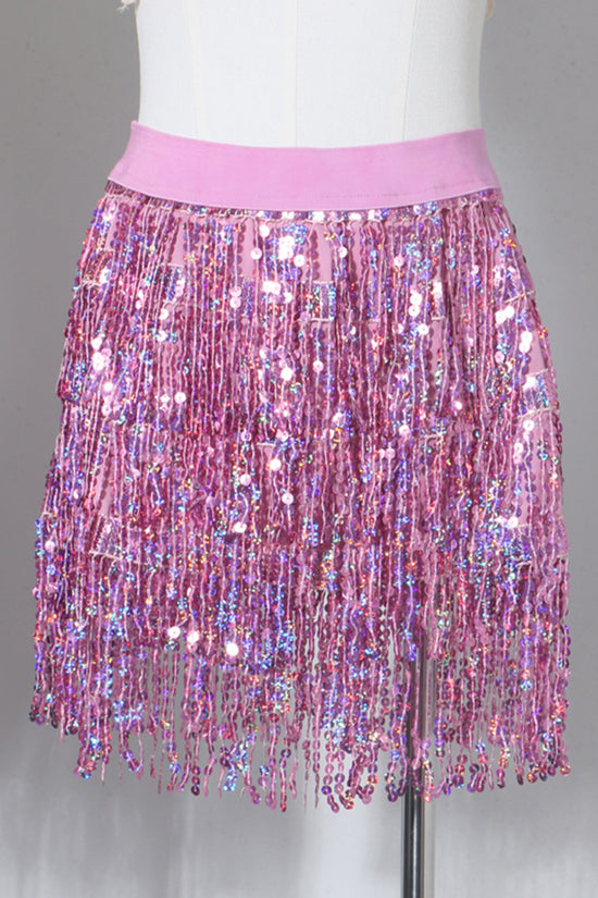 Sequin Fringe Mini Skirt