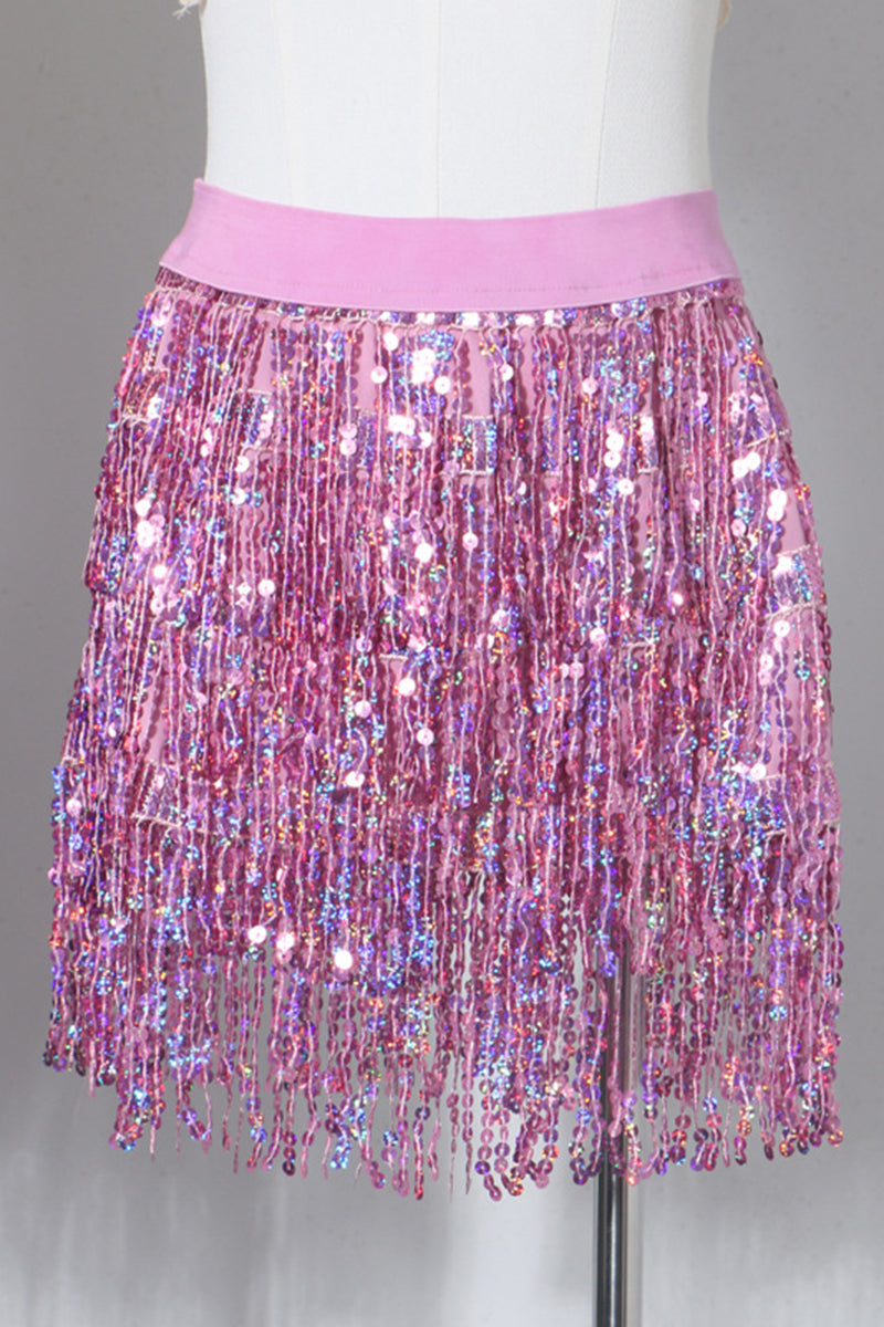 Sequin Fringe Mini Skirt