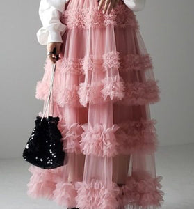 Tiered Midi Skirt with Ruffle Layers