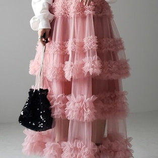 Tiered Midi Skirt with Ruffle Layers