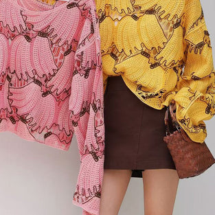 Patterned Long Sleeve Blouse