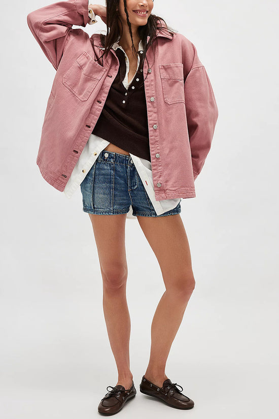 Oversized Denim Jacket with Pocket Detail