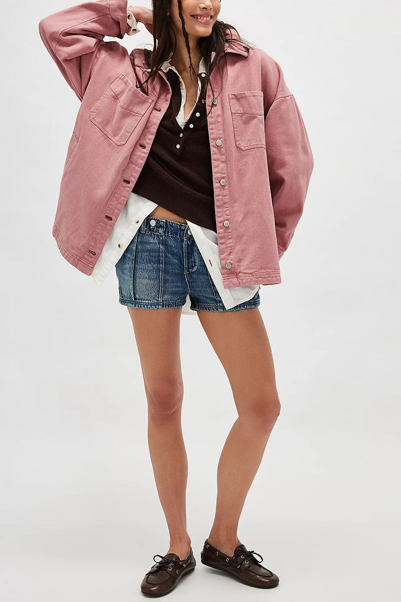 Oversized Denim Jacket with Pocket Detail