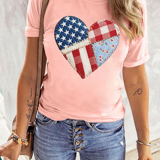 Patriotic Heart Patchwork Printed Tee