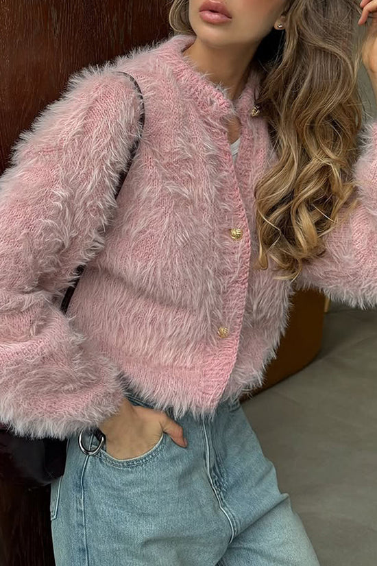 Fluffy Button-Up Cardigan