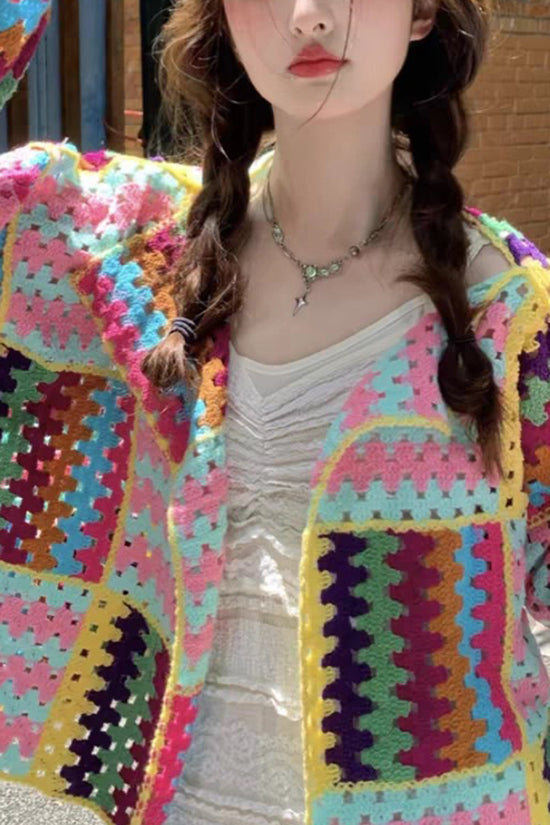 Vibrant Patchwork Cardigan