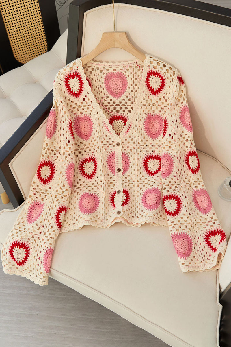 Crochet Heart Pattern Cardigan