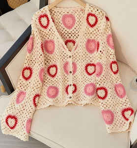 Crochet Heart Pattern Cardigan