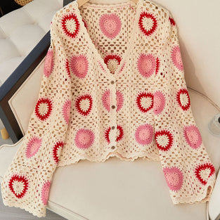 Crochet Heart Pattern Cardigan