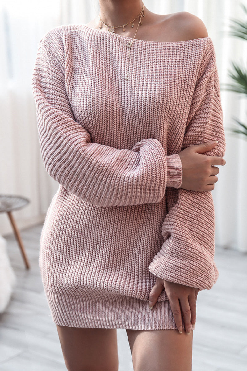 Off-Shoulder Knit Casual Dress