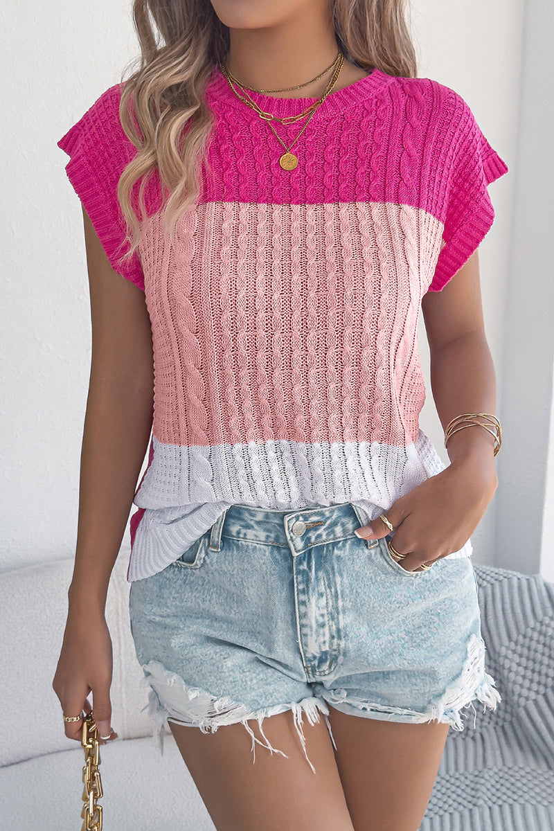 Sleeveless Colorblock Knit Sweater