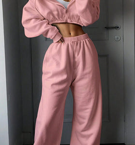 Cozy Cropped Hoodie and Sweatpants Set