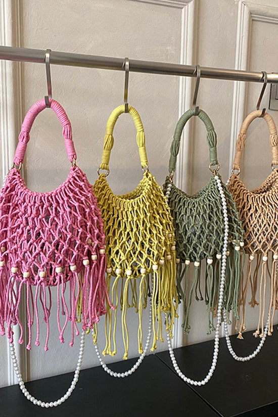 Elegant Woven Handbag with Tassel Trim