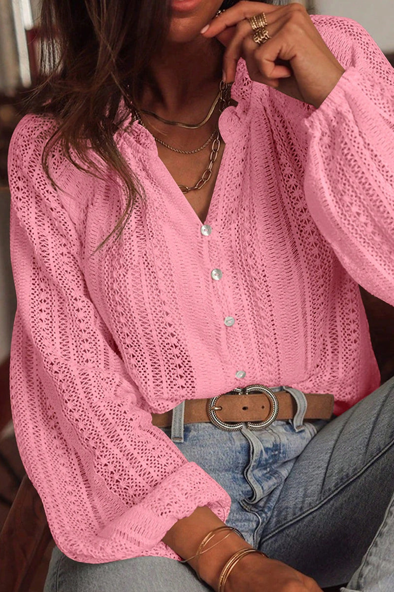 Textured Button-Up Blouse