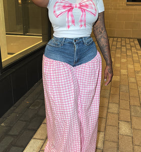 Chic Checkered Pants and Tee Set