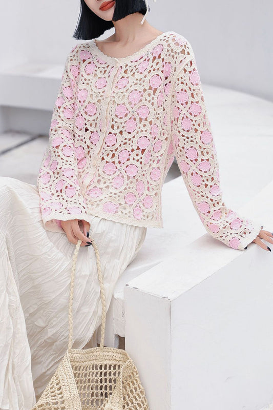 Elegant Crochet Pattern Long Sleeve Blouse