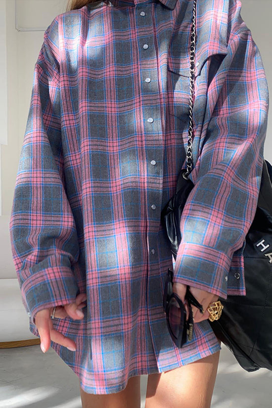 Plaid Oversized Button-Up Shirt