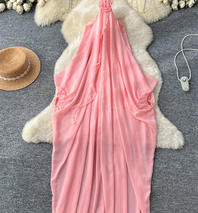 Elegant Halter Sleeveless Flowing Dress