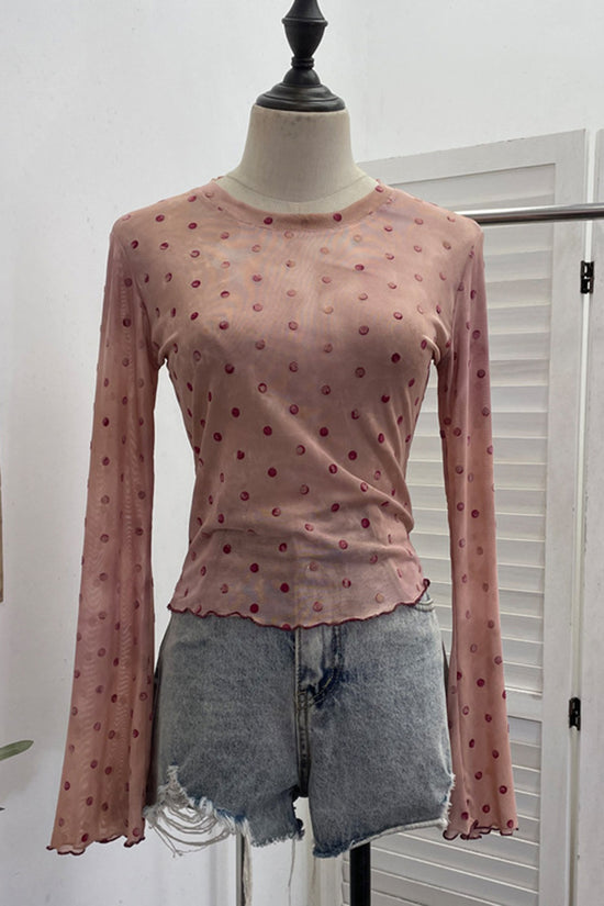 Polka Dot Long Sleeve Casual Top
