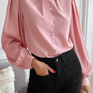 Elegant Puff Sleeve Button-Down Blouse