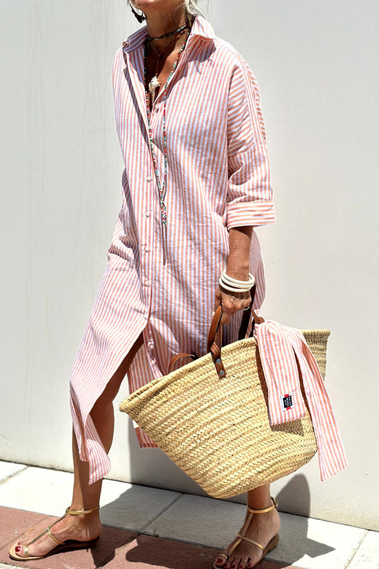 Striped Belted Shirt Dress