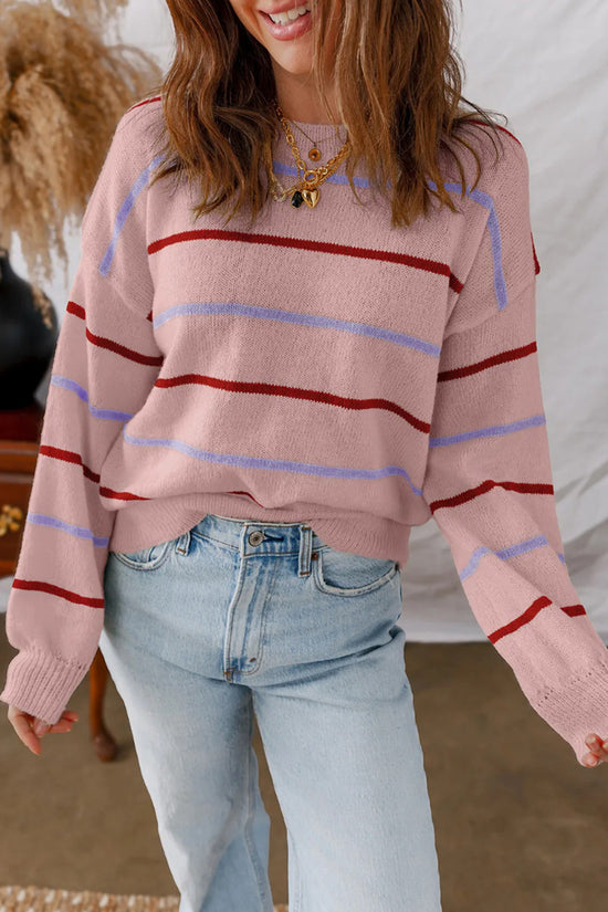 Casual Striped Knit Sweater